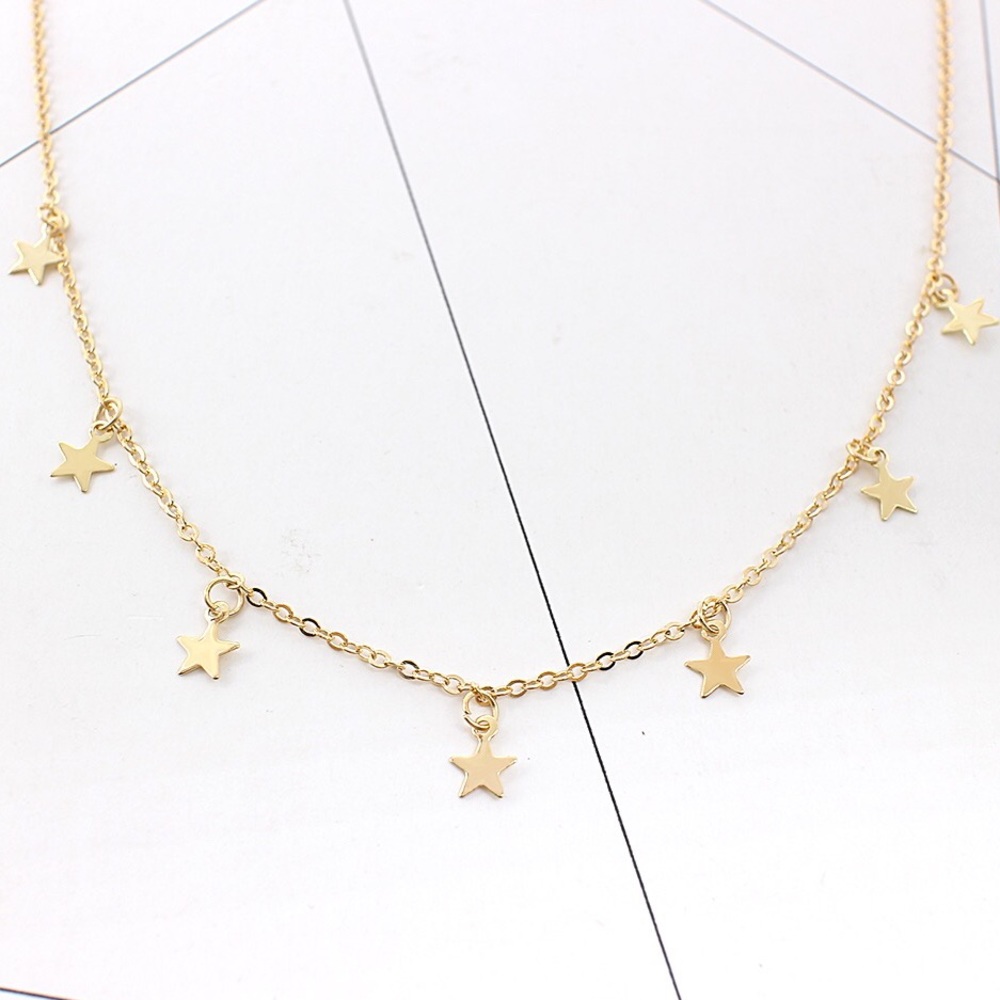 Gold and Silver Star Choker Necklace - Picture 5 of 7